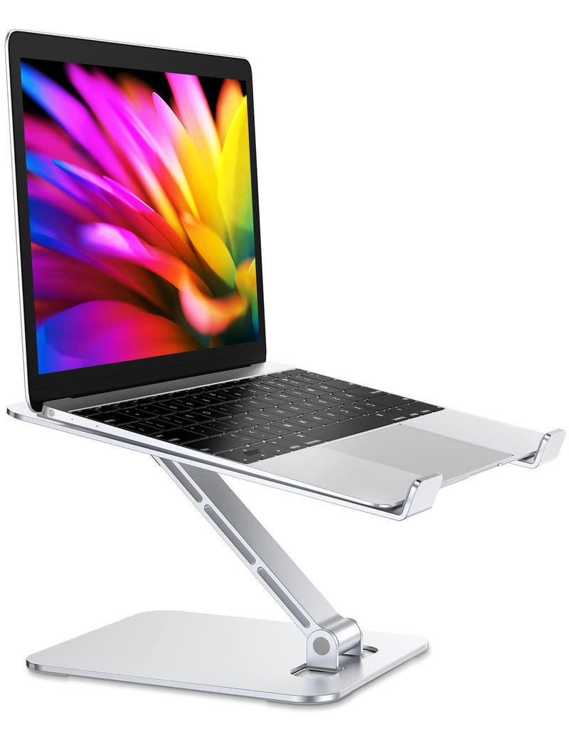 Foldable Laptop Stand, Height Adjustable Ergonomic Computer Stand for Desk, Aluminum Portable Laptop Riser Holder Mount Compatible with MacBook Pro Air, All Notebooks 10-16" Silver