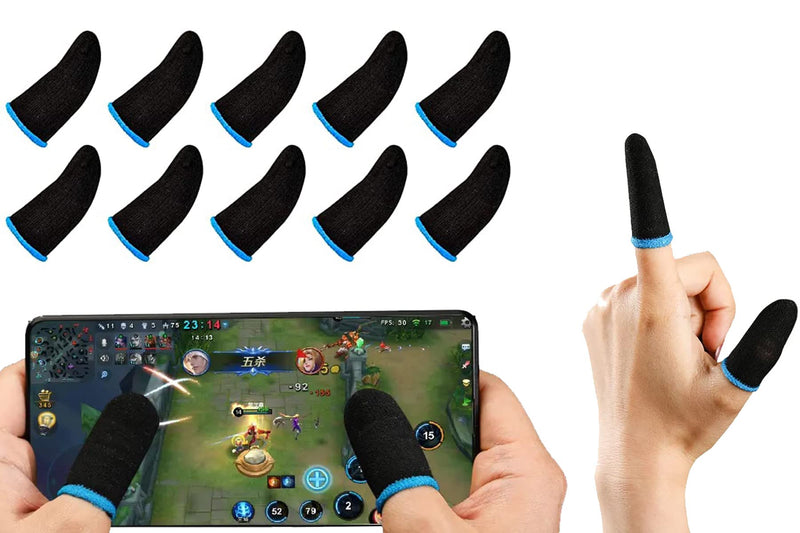 PUBG Mobile Phone Finger Sleeves for Gaming | Anti-Sweat Breathable Finger Sleeve Gloves for Gaming | Thumb Sleeves Mobile Gaming | Gamer Gloves | Pack of 10 (Blue) BLUE