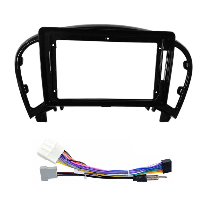 9'' Car Radio Stereo Dash Frame Fascia Bezel Panel w/Power Harness Cable Compatible for Nissan Juke 2010~19 Infiniti ESQ 2014~18 Install Mount Kit
