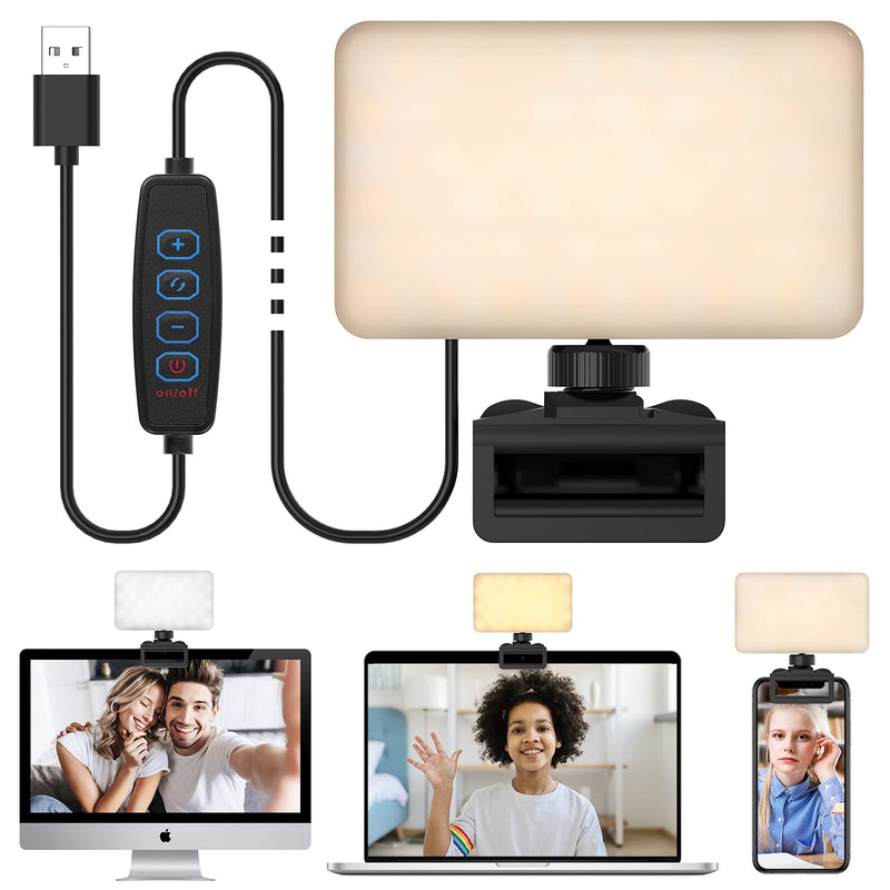 Video Conference Lighting,Webcam Light for Remote Working,Zoom Call Light for Video Recording/Live Streaming/Online Meeting,Video Light 2600K-6000K, 3 Clips