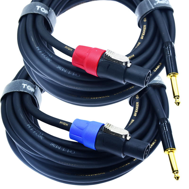 Speak on 2Pcs Professional Speakon to 1/4 Inch ts Speaker Cable for pa Jack Pair 18 awg Gauge Male Audio Port Plug Amplifier Connection dj amp Heavy Duty bocina Cord Wire ft with Twist Lock(15 feet) 15 feet