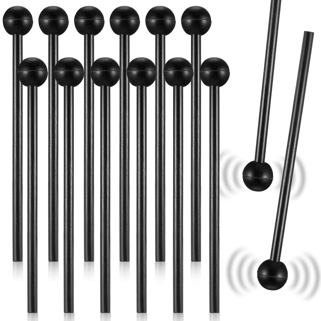 12 Pcs Glockenspiel Mallets Drum Mallets Percussion Xylophone Mallets 8.5 Inch Wood Mallets Percussion Sticks Rubber Head with Storage Bag for Xylophone Glockenspiel Marimba Bell Chime