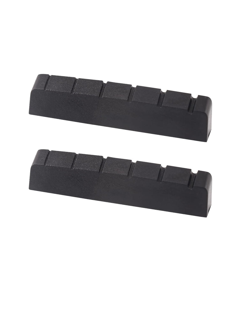 [AUSTRALIA] - Metallor 6 String Graphite Guitar Nut Pre-Slotted Top Nut Compatible with Les Paul LP SG Style Electric Guitar or Acoustic Guitar Black 43 x 9 x 6mm Set of 2pcs. 