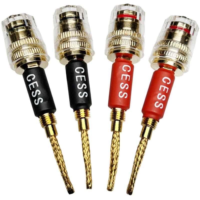 CESS-220 Pin Banana Plug to 4mm Female Banana Jack/Speaker Wire, 4 Pack (Braided-Type to 4mm) Braided-type to 4mm