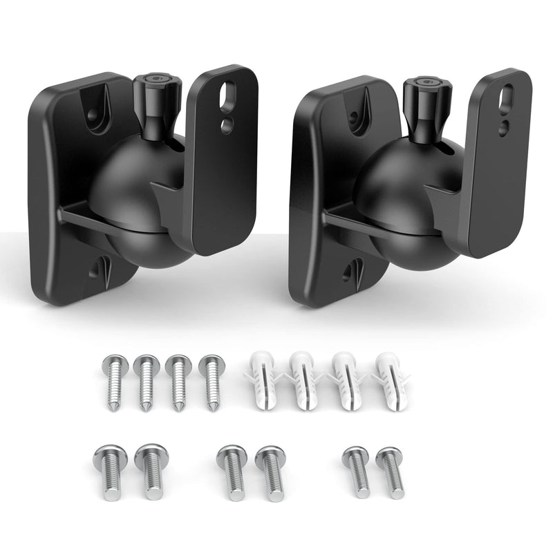 [AUSTRALIA] - HomeMount Speaker Wall Mount Brackets - Surround Speaker Wall Mounts Kit, Bookshelf Speaker Wall Screws Mounts, Hold up to 8 lbs, 2 Pack, Black 2P-Black 