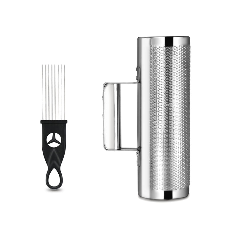Soulmate Guiro Instrument 8" 3" Professional Metal Stainless Steel Guiro Percussion Shaker with Scraper, Band Accompaniment Sand Hammer Guiro Latin Instruments for Live Performance 3''x8''