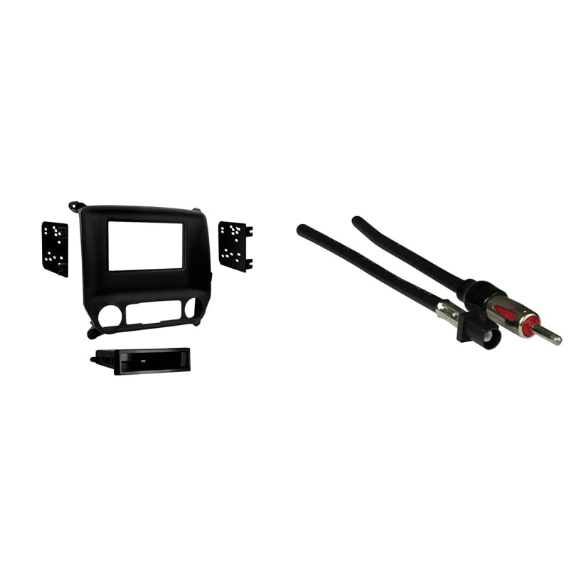 Metra 99-3014G Chevy Silverado and Sierra 2014-UP Single DIN/Double DIN (Black) & 40-EU10 Antenna to Radio Adapter Cable for Select 2002-Up BMW/Volkswagen Vehicles,Black DIN + Cable Standard Packaging