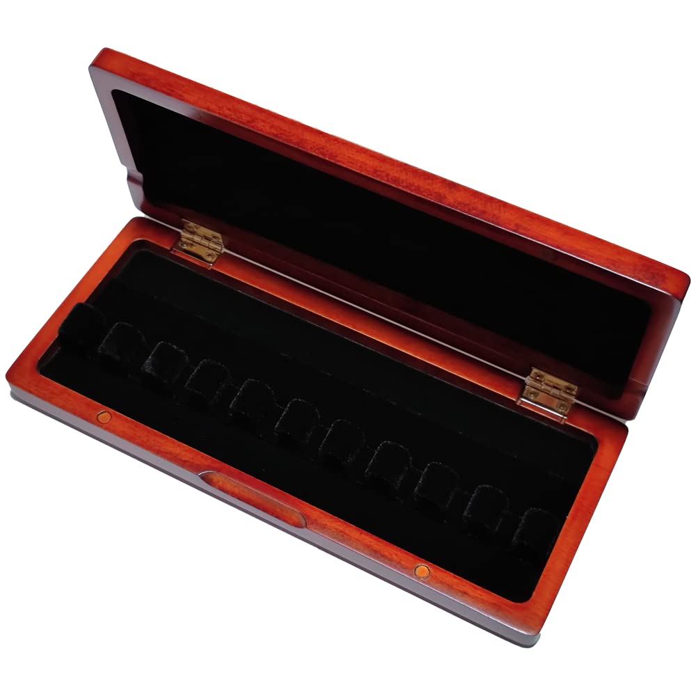 Wooden Bassoon Reed Case, Red/Black, for 3/5/10 Reeds (for 10 reeds, red) for 10 reeds