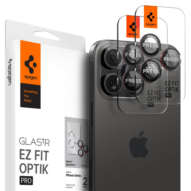 Spigen Camera Lens Screen Protector [GlasTR EZ Fit Optik Pro] Designed for iPhone 15 Pro Max/iPhone 15 Pro/iPhone 14 Pro Max/iPhone 14 Pro [Case Friendly] - L-Series [2 Pack]