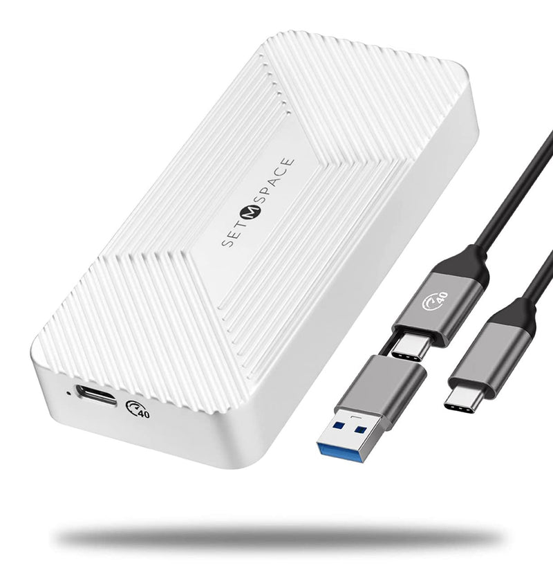 NVMe Enclosure 40Gbps, SETMSPACE M.2 NVME SSD Enclosure USB C Aluminum, Compatible with Thunderbolt 3/4, Support NVME M.2 2280 M-Key, Up to 4TB(Silver) 40 Gbps | NVMe | Silver