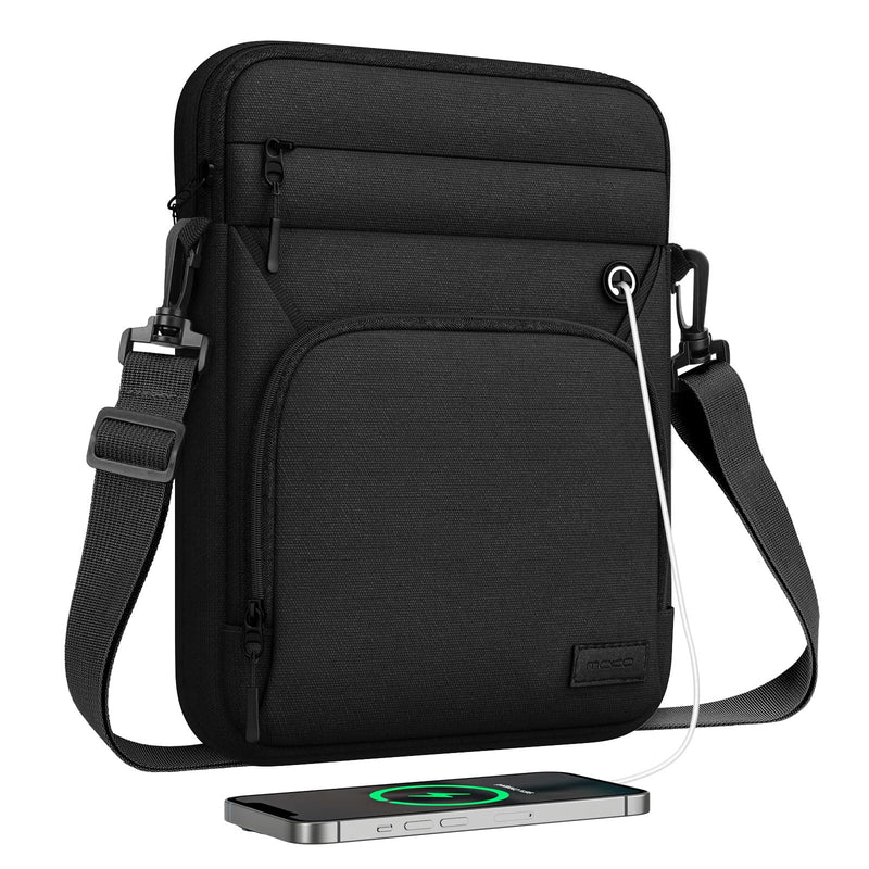 MoKo 9-11 Inch Tablet Sleeve Bag, Fits iPad Air 5/4th 10.9, iPad 9/8/7th 10.2, iPad 10th Gen. 10.9, iPad Pro 11 Inch, Tab S8/S9 11, Multifunctional Bag with Shoulder and Headphone Port, Black