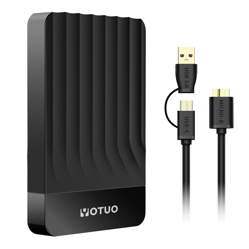 YOTUO 500GB External Hard Drive, Portable Storage Expansion HDD, USB 3.0 & USB-C for PC, Mac, Desktop, Laptop, Smartphone, PS4, Xbox One, Xbox 360, Office & Game Black 500 GB