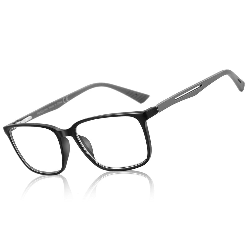 Blue Light Reading Glasses for Men，Sport Square Frame Readers, Anti Glare Computer Glasses 01 Black 0.0 x