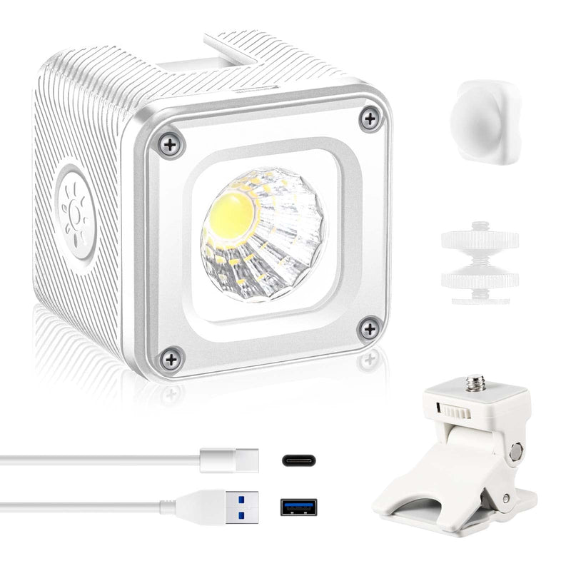 Aiffoto LED Camera Video Light Kit, 800mAh Mini Cube Lights Portable Photography Conference Fill Lighting, with Cold Shoe Mount Clamp Mount and Diffuser (White) white
