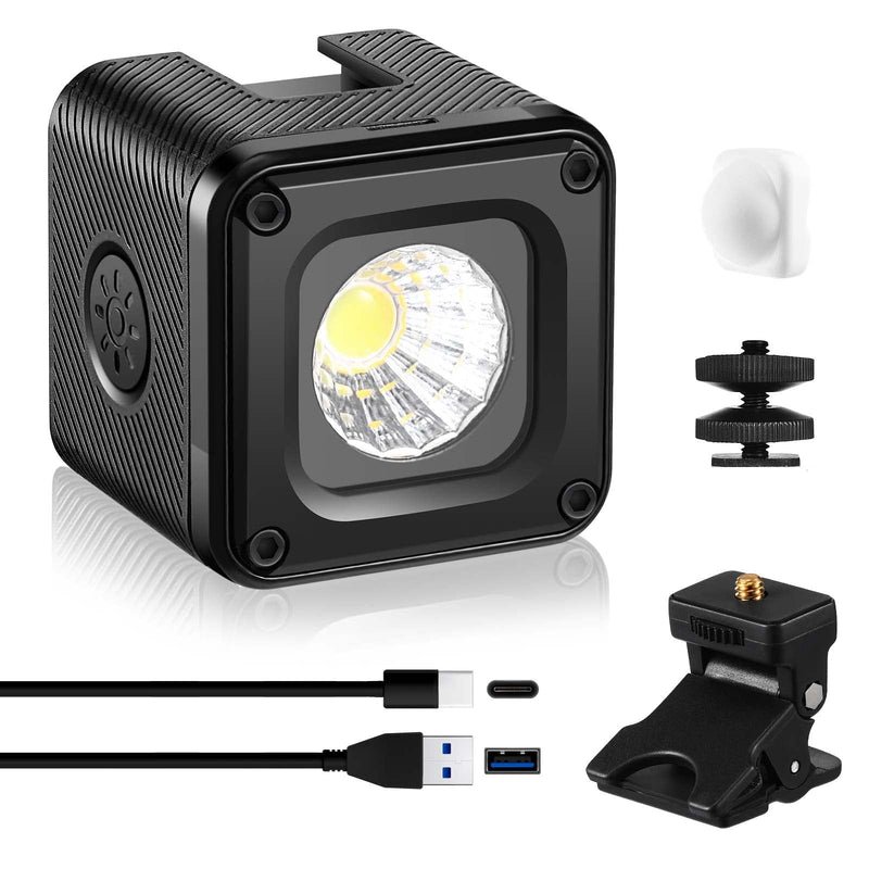 Aiffoto LED Camera Video Light Kit, 800mAh Mini Cube Lights Portable Photography Conference Fill Lighting, with Cold Shoe Mount Clamp Mount and Diffuser (Black) black