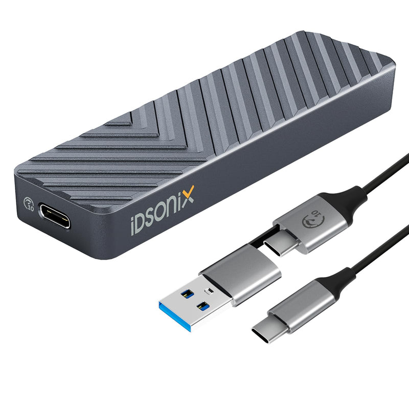iDsonix Gray M.2 NVMe SSD Case Hard Drive Enclosure NVMe SSD USB C 3.1 Ultra 10G Speed External HDD Caddy Tool-Free Design for UASP, M.2 NVMe SATA Suitable for, Routers, PS4
