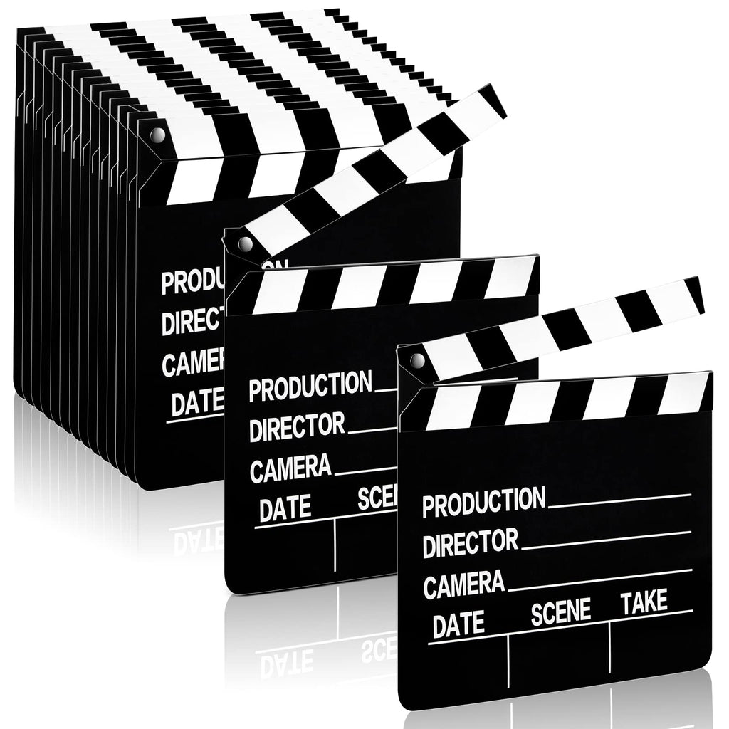 Movie Film Clap Board Movie Night Party Decorations 7 x 8 Inch Movie Clapboard Directors Clapper Writable Cut Action Scene Board Movie Night Centerpiece for Movies Films Photo Props(20 Pcs)
