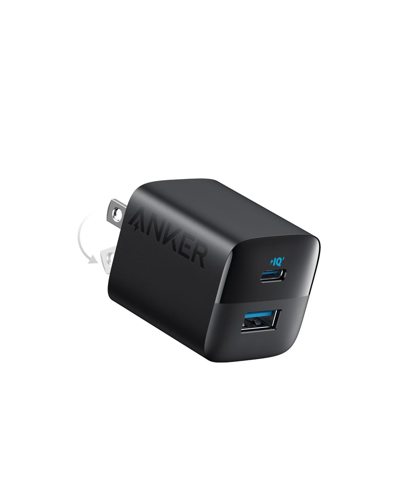 USB C Charger 33W, Anker 323 Charger, 2 Port Compact Charger with Foldable Plug for iPhone 15/15 Plus/15 Pro/15 Pro Max/14/13, Pixel, Galaxy, iPad/iPad Mini and More (Cable Not Included) - Black