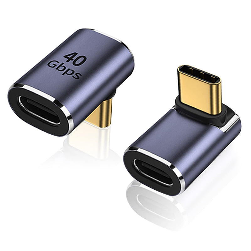 AreMe 90 Degree USB-C Male to Female Adapter, 2 Pack Right Angle 100W Type-C Adapter Extender for Steam Deck, ROG Ally, Switch, Notebook Computers, Tablet and Mobile Phones (Metallic Purple) Metallic Purple