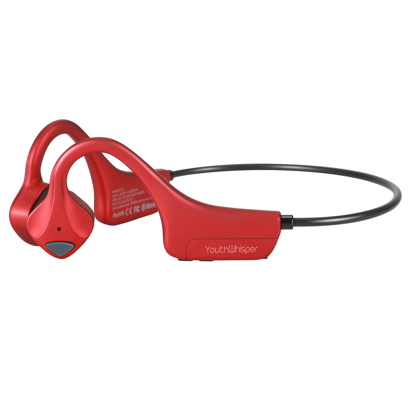 Bone Conduction Headphones Bluetooth, YouthWhisper Open Ear Wireless Earphones, Sports Headphones with Mic Waterproof for Running Cycling Hiking Walking and Workout (Red) Red