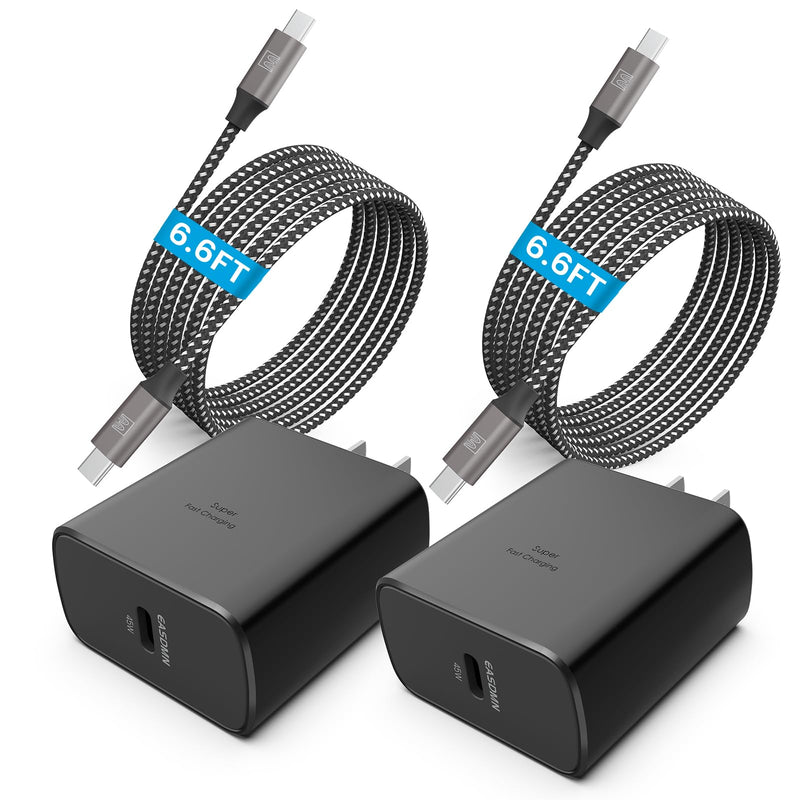 45W Super Fast Charger Type C, 2 PACK 45 Watt USB-C PD/PPS Wall Charging Block for Samsung Galaxy S23 Ultra/S23+/S22 Ultra/S22+/S22/S20 Ultra/Note 10 Plus, Galaxy Tab S8(with 2x 6.6ft Cable)