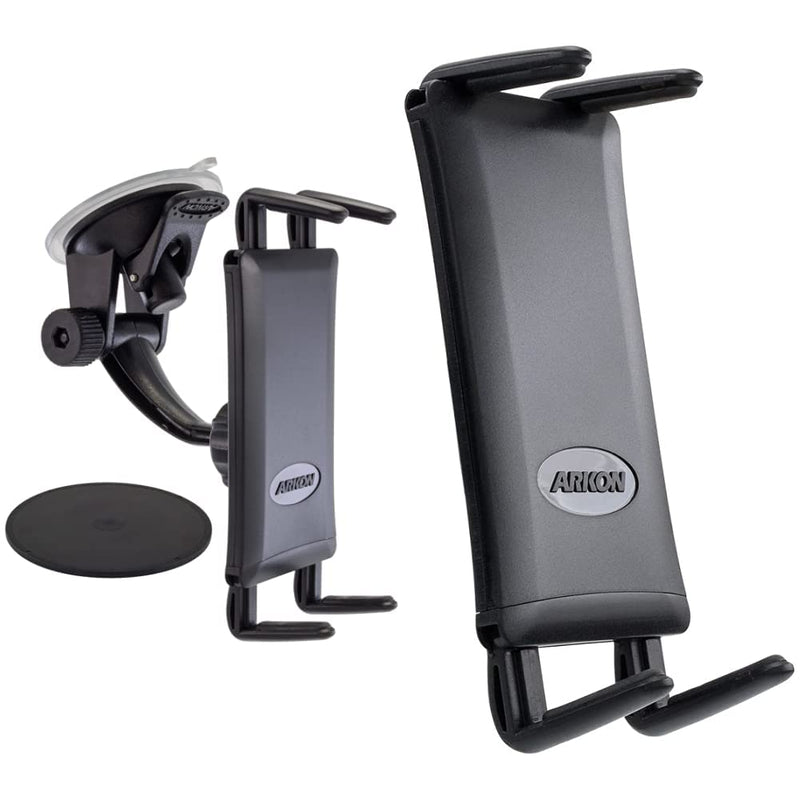 ARKON Windshield and Dash Suction Car Mount Holder & Phone and Midsize Tablet Holder for iPhone X 8 7 6S Plus iPad mini Galaxy S8 S7 Note 8 Retail Black