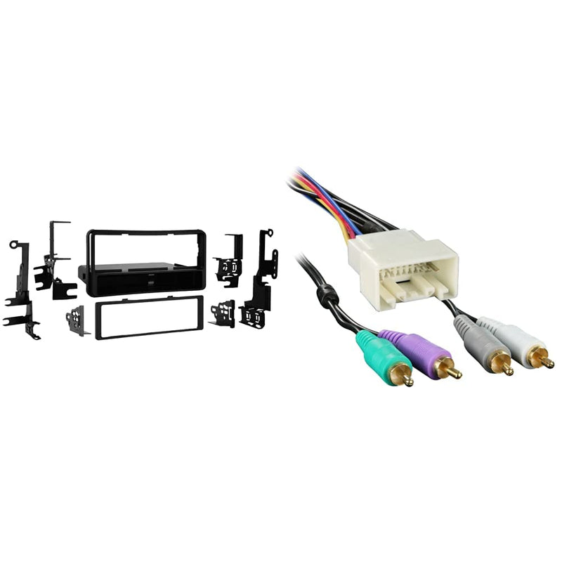 Metra 99-8206 Single DIN Installation Kit for 2001-2007 Toyota Highlander/4 Runner,Black & 70-8113 Amplifier Integration Harness for Select 2000-2004 Toyota Vehicles Kit + Harness Standard Packaging