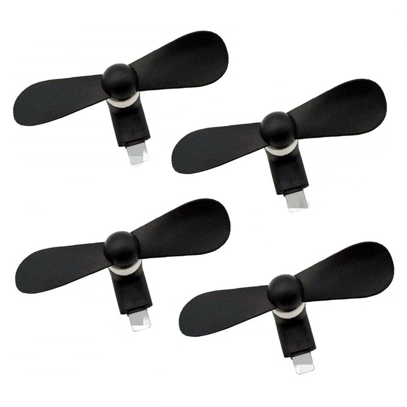 Personal Mini USB Fan for Cellphones - 4 Pack Portable Cell Phone Fan for iPhone, Small Pocket Fan Travel Fans Plug in Mobile Phones Fast Cooling for Summer Outdoor (Black) Black