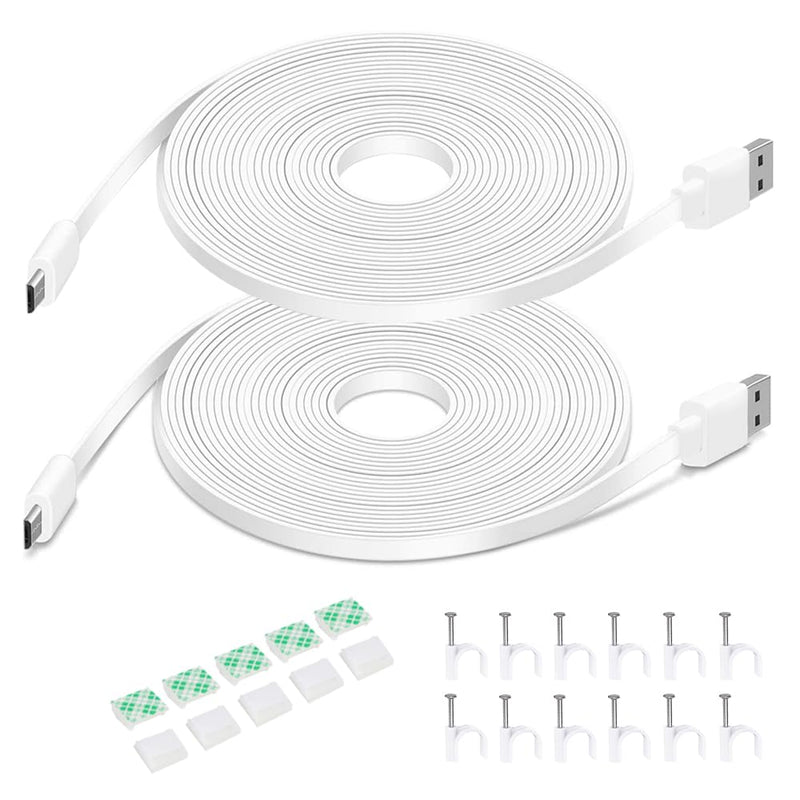 2Pack 20FT Flat Power Extension Cable for Wyze Cam v3/v4/OG/v3 Pro, Blink Mini, KasaCam Indoor, Blink Mini Pan, SimpliSafe, Eufy, Charging Power Cord for Security Camera (Not for Wyze Pan v3) 20 FT