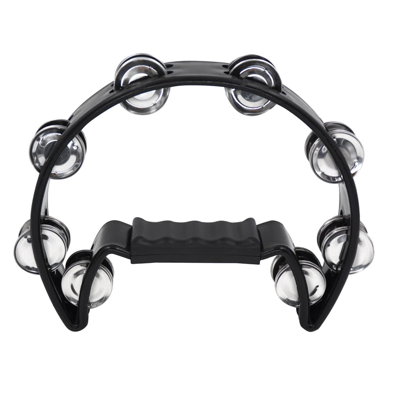 [AUSTRALIA] - Soulmate Tambourine Metal Jingles Hand Held Percussion Half-Moon Tambourine for Adult Musical Instrument Gift Single Row Tambourines for KTV, Party (Black Tamboruine) Black 