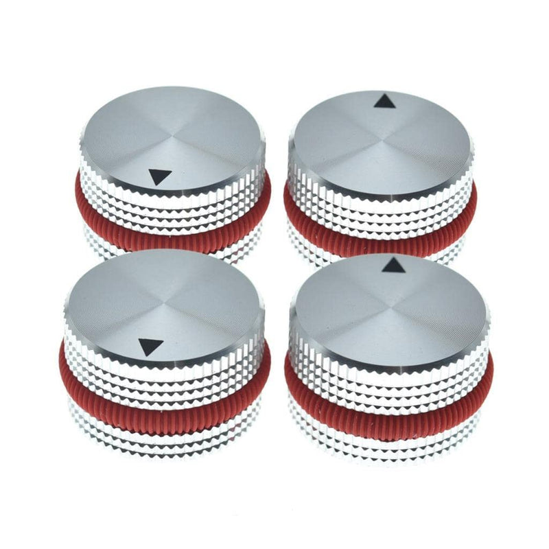 [AUSTRALIA] - Dopro 4-Pack 25 * 15.5mm Set Screw Style Aluminium Potentiometer Knobs 1/4" Universal Pot Control Knobs with Rubber Ring and Indicator for Guitar/Bass Equipments Silver with Red Ring 