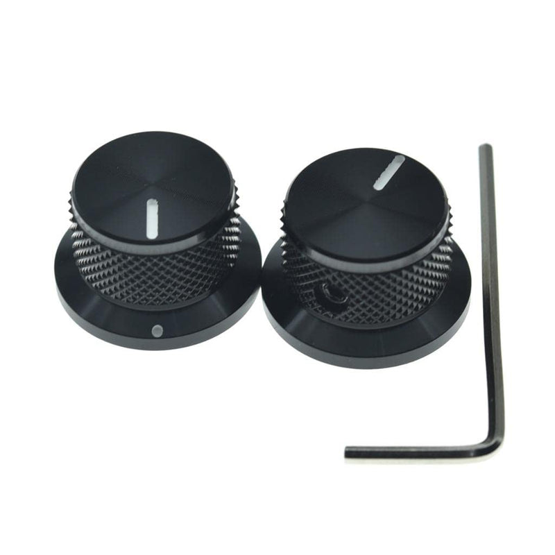 [AUSTRALIA] - KAISH 2pcs Aluminium Potentiometer Knobs 1/4" Universal Top Hat Knobs Bell Control Knob with Set Screw for Guitar/Bass/AMPS/Preamps Black with Indicator Pack of 2 Black with Indicator-2 