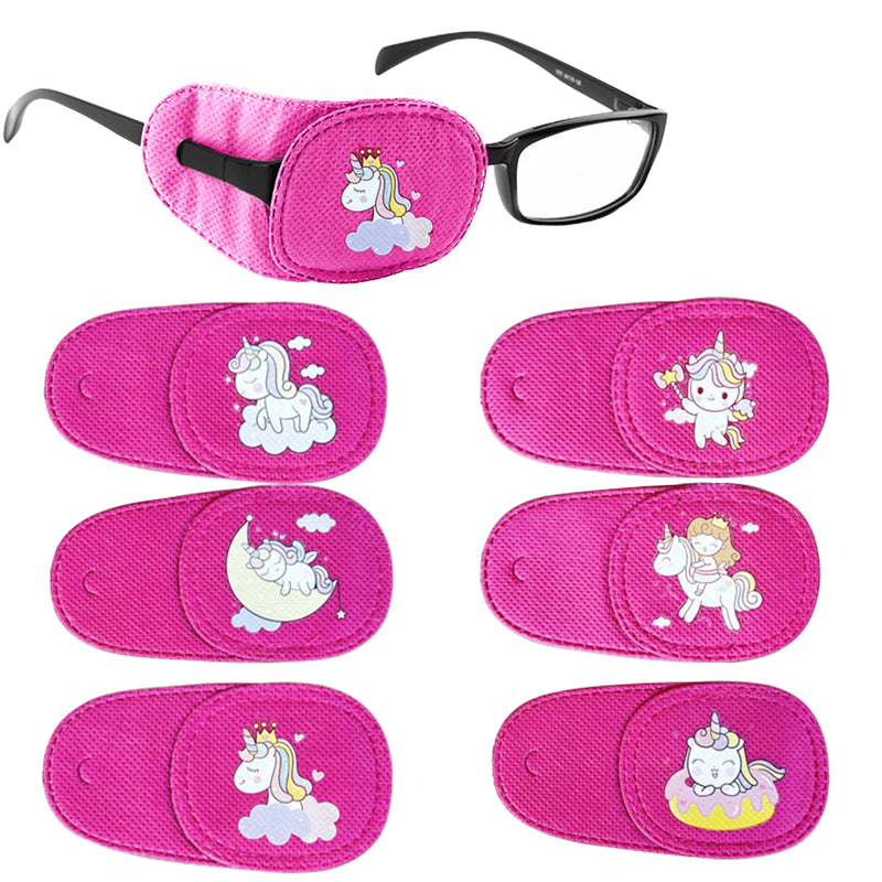 Eye Patches for Kids Girls Boys,6 Pcs Styles Eye Patch for Glasses Kids Reusable Eye Patch for Treating Lazy Eye Amblyopia Strabismus (Rright Eye, Pink Unicorn) Pink Right