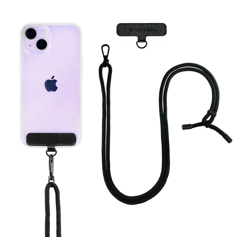 Smartish Phone Lanyard - Case Clinger - Universal iPhone Holder with Detachable Crossbody Shoulder Neck Strap - Adjustable Black Rope Rope Strap