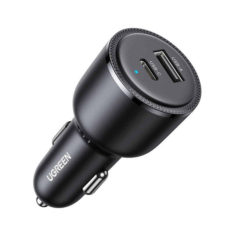 UGREEN 63W 2-Port USB C Car Charger, Type C Cigarette Lighter Adapter | 1 USB-C 1 USB-A, Compatible with iPhone 17 Air 17 Pro 17 Pro Max 16 15 14 13 12, Galaxy S25 S24 S23 Ultra, iPad