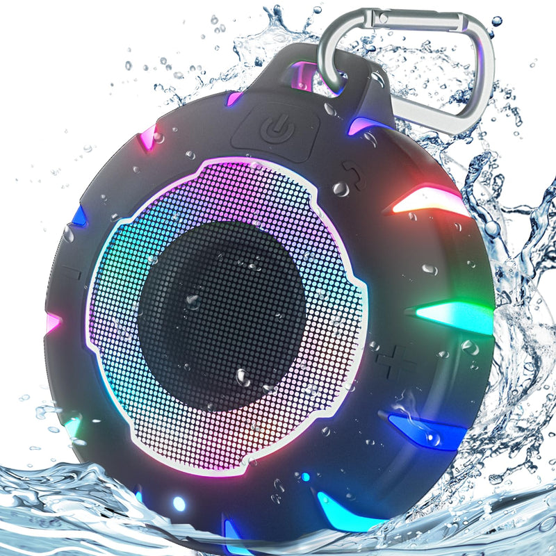 HEYSONG Waterproof Shower Bluetooth Speaker, Durable Portable Speaker with HD Sound, Stereo Pairing, Wireless Outdoor Speaker for Pool, Beach, Hiking, Kayaking, Gift for Men, Women Black