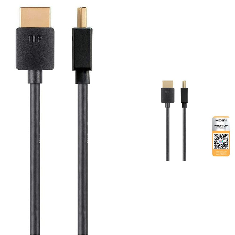 Monoprice 134203 Certified Premium HDMI Cable - 3 Feet - Black (5 Pack) & High Speed HDMI Cable - 2 Feet - Black| Certified Premium, 4K@60Hz, HDR, 18Gbps, 36AWG, YUV, 4:4:4 (124183)