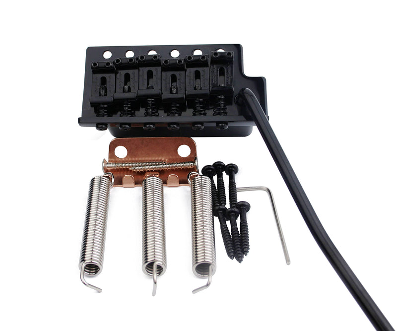 Guyker Tremolo Bridge Vintage Bent Steel Saddles and Zinc Block Compatible with Start ST Electric Guitar (GG-1004, Black) Zinc Block, Black