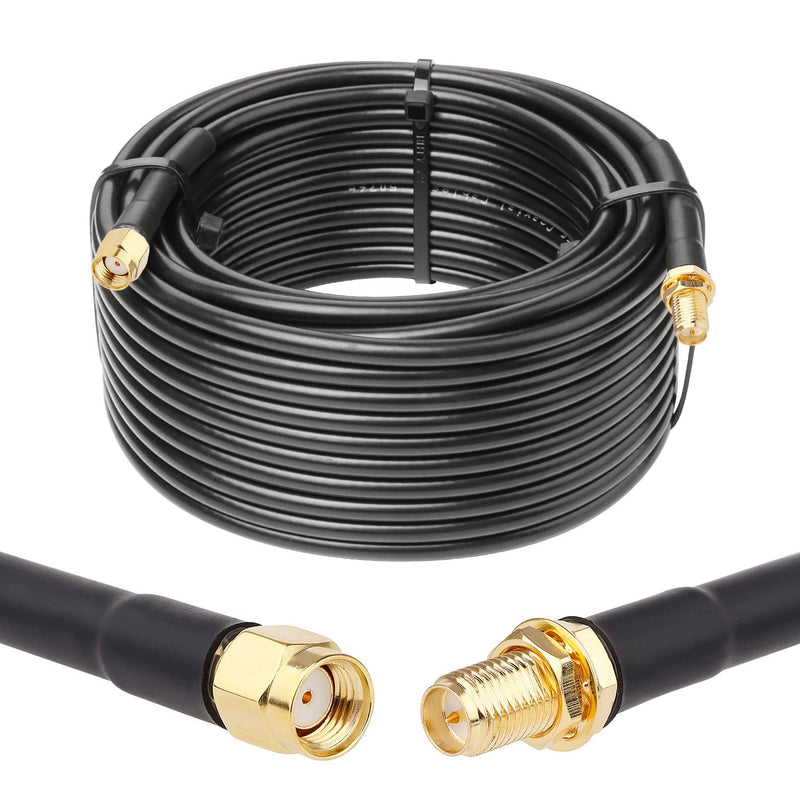 XRDS - RF 50ft RP-SMA Male to RP-SMA Female Coax Cable, RG58 WiFi Antenna Extension Coax Cable for WiFi LAN Router Wireless Network Card Adapter 50 FT