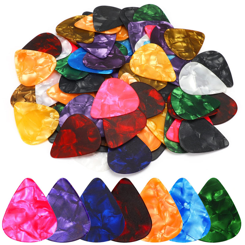 Augshy 120 Pcs Guitar Picks variety Pack 3 Thickness of Thin, Medium and Thick Color Celluloid for Acoustic Guitar, Bass Guitar, Eelectric Guitar (Random Color) 120 Mixedcolor