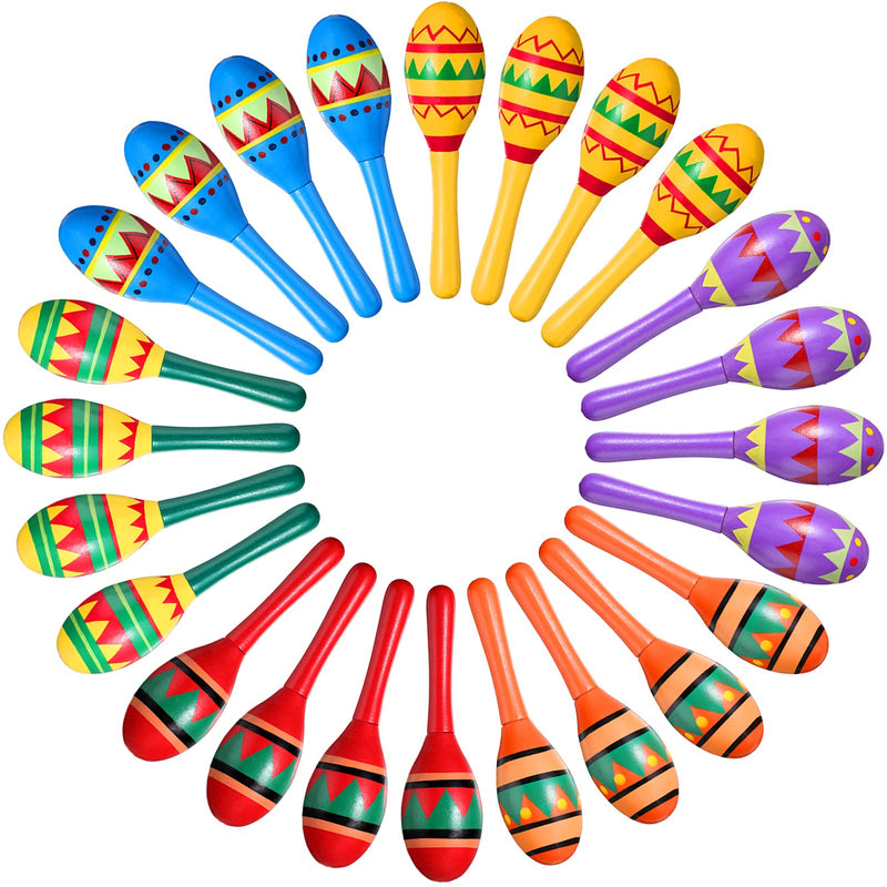 [AUSTRALIA] - Civaner 24 Pcs Mini Fiesta Maracas for Adults Cinco De Mayo Maracas Mexican Party Decorations 6 Designs Party Favors for Mexican Party Props, 4.92 x 1.38 Inch 