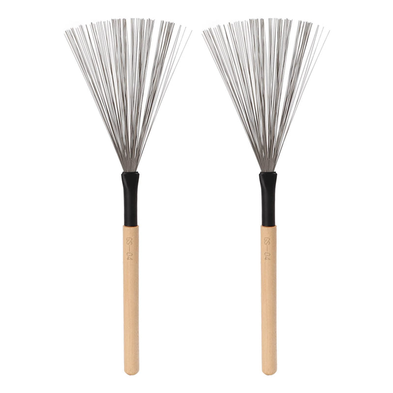 1 Pair Drum Stick Brushes,Maple Wooden Handle Drum Wire Brushes For Rock Band, Jazz Folk, Drummers,Beginners, Students(Wood) Performance Accessory