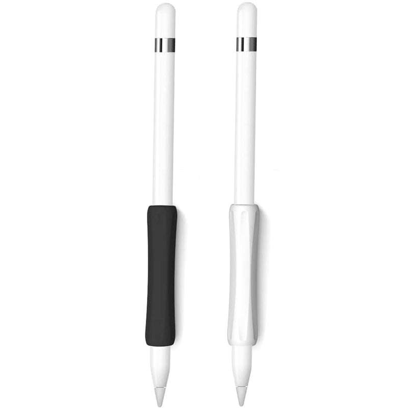 ProElife 2-Pack Ergonomics Grip Holder Anti-Rolling Protective Sleeve Cover for Apple Pencil 2nd & 1st Gen 2022-2018 iPad Pro 12.9'' 11''/Air 10.9'' Stylus Accessory Kits (White/Black) White/Black