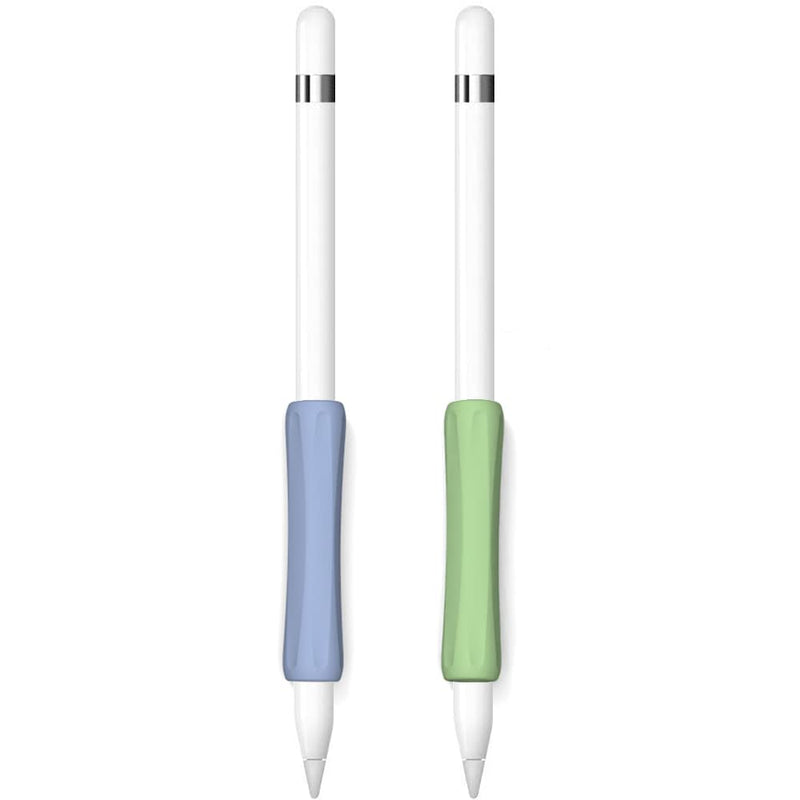 ProElife 2-Pack Ergonomics Grip Holder Anti-Rolling Protective Sleeve Cover for Apple Pencil 2nd & 1st Gen 2022-2018 iPad Pro 12.9'' 11''/Air 10.9'' Stylus Accessory Kits (Green/Lavender) Green/Lavender