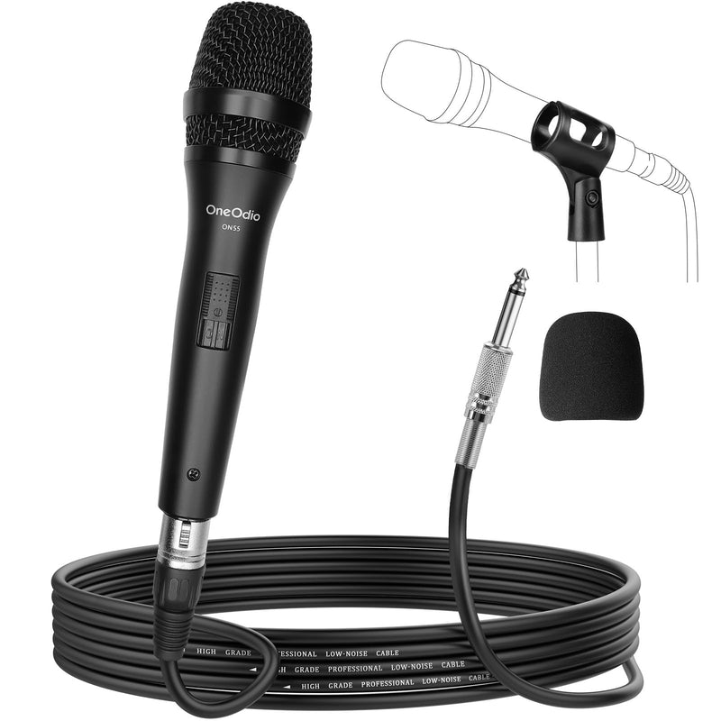 OneOdio ON55 Wired Microphone for Singing - Mic Clips, Metal Female, ON/Off Switch, 16.4ft XLR Cable - Condenser Dynamic Mic for Karaoke Machine, AMP, Speaker, Parties Gold