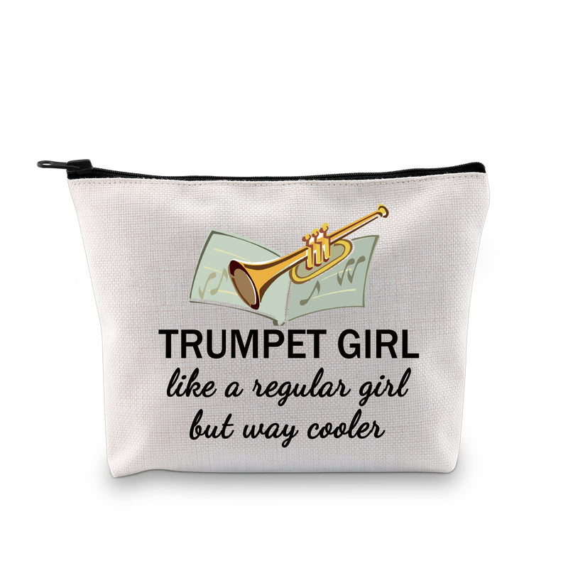 GJTIM Trumpeter Gift Trumpet Player Gift Brass Band Trumpeter Cosmetic Bag Zipper Pouch Beige