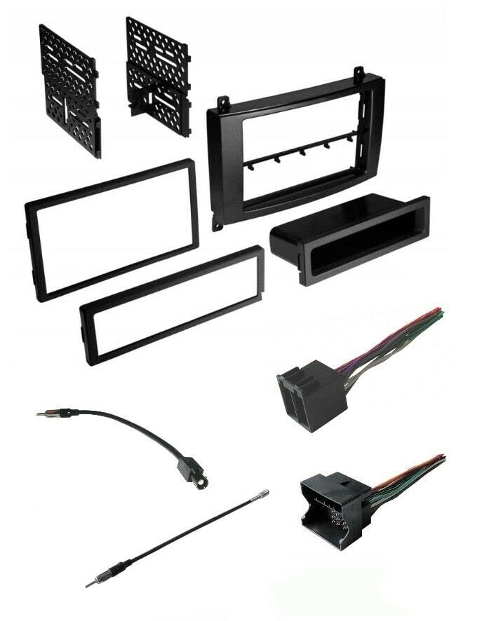 Car Stereo Radio Install Dash Trim Wire Harness Kit Combo for 2007-2009 Dodge Sprinter & 2010-2018 Mercedes Sprinter - Black, Copper & PVC, Single/Double-DIN Compatible
