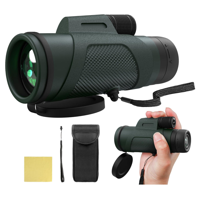 12x50 Monocular Telescope for Adults, High Powered Monoculars Compact Scope Portable Handheld Telescope with BAK-4 Prism FMC Lens for Bird Watching Hiking Camping Hunting Travel 12x50 Green