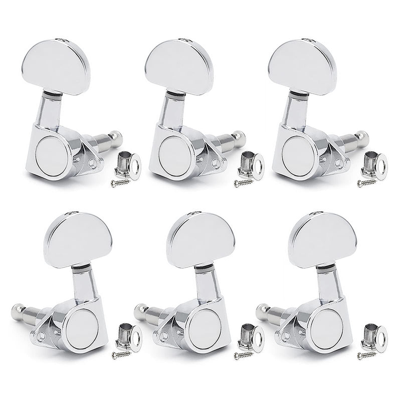 SAPHUE 3L3R Guitar tuner pegs,Straight Sealed-gear Guitar Sealed Fan-shaped Tuning Pegs Tuner Machine Heads for Acoustic Electric Guitar Guitar Parts (Chrome) Chrome