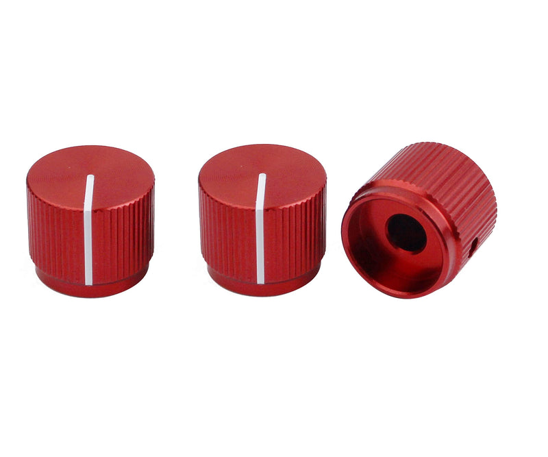 Guyker 3Pcs Guitar Aluminum Flat Alloy Top Control Knobs Dia. 6mm(0.24") Shaft Pots - Dome Tuning Potentiometer Knob Replacement Part for Electric Guitar or Precision Bass, red